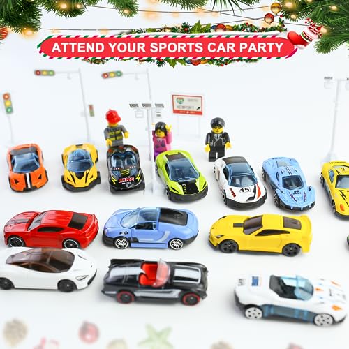 Mini Racers Advent Calendar 2023 for Kids, 24PCS Alloy Cars Christmas Countdown Calendar Toys with Exquisite Cars Minifigure Racetrack Playing Mat for Boys Girls Xmas Holiday Birthday Surprise Gift