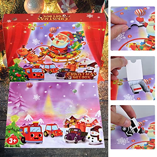 GOLDGE Christmas Advent Calendar 2022, Advent Calendar Children with 24 Days Countdown Pulls Back Cars Toy Christmas Countdown Calendar Blind Box Gift for Kids Boys and Girls