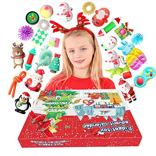 Advent Calendar 2022, 24 Days Christmas Countdown Calendars gift kit include 26 pcs Fidget toys and figures, A Xmas pleasantly surprised and anticipation gifts for 3-12 years old Girls and Boys