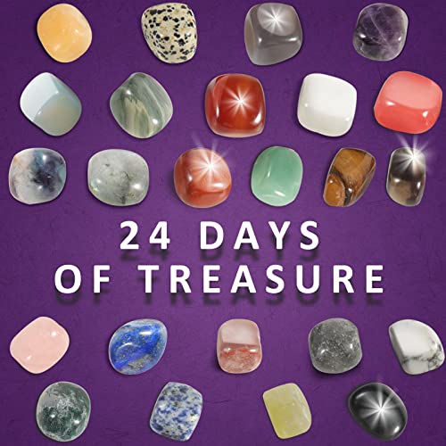 RAMXCION Advent Calendar 2023 Rocks, 24 Days Natural Crystal Agate Stone Minerals & Fossils Advent Calendar Crystals Christmas Calendar Enthusiasts Rock Collection Countdown Calendar Xmas Girls