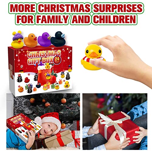 Peegsan Rubber Duck Advent Calendar 2023,Mini Christmas Rubber Ducks Advent Calendar,Advent Calendar 2023 Kids,For Boys,Girls,Kids,Christmas Party Favor Gifts(24 Ducks)
