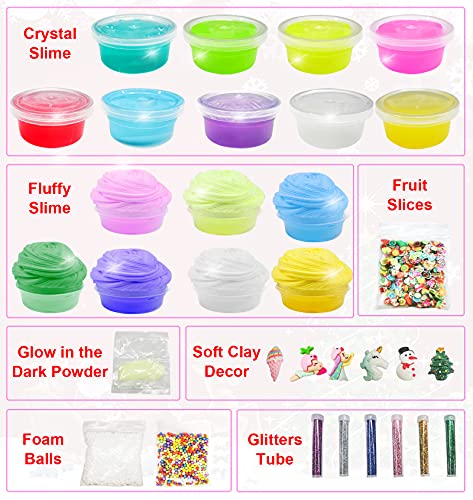 Slime Advent Calendar 2023 for Girls and Boys DIY Crystal Slime Making Kit 24 Days Christmas Countdown Calendar Xmas Holiday brithday party Gift for Toddler Kids Teens