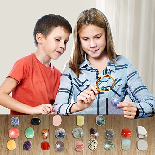 RAMXCION Advent Calendar 2023 Rocks, 24 Days Natural Crystal Agate Stone Minerals & Fossils Advent Calendar Crystals Christmas Calendar Enthusiasts Rock Collection Countdown Calendar Xmas Girls