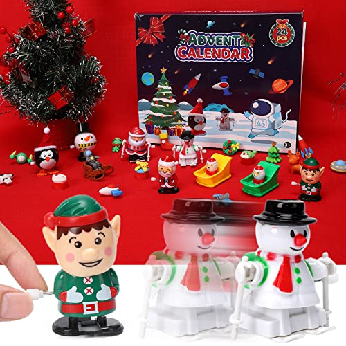 FunsLane Advent Calendar 2022 for Kids with 24 Days Christmas Countdown Calendar, 8 Wind-Up Toys Santa Pull Back Car+16 Rubber Erasers Xmas Toy Gifts for Boys Girls Toddler Christmas Stocking Stuffers