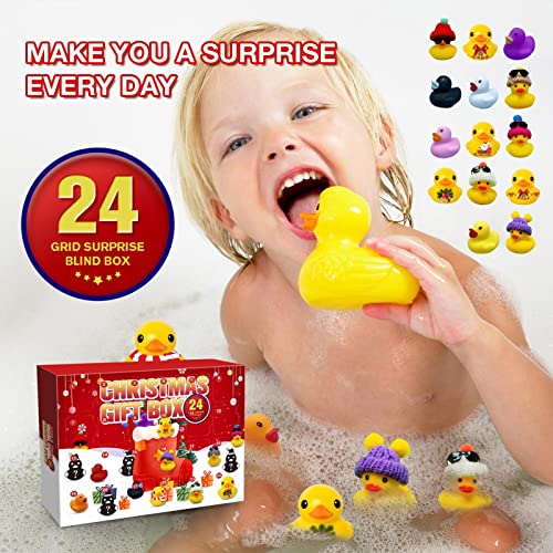 Peegsan Rubber Duck Advent Calendar 2023,Mini Christmas Rubber Ducks Advent Calendar,Advent Calendar 2023 Kids,For Boys,Girls,Kids,Christmas Party Favor Gifts(24 Ducks)