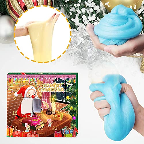 Slime Advent Calendar 2023 for Girls and Boys DIY Crystal Slime Making Kit 24 Days Christmas Countdown Calendar Xmas Holiday brithday party Gift for Toddler Kids Teens