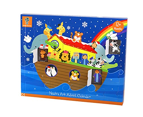 Noahs Ark Toy Advent Calendar 2022 Kids - Wooden Childrens Calendars for 1 Year Old Baby, Toddler, Boys, Girls - Traditional Animals Figures Playset, Christmas Countdown Gifts by Orange Tree Toys