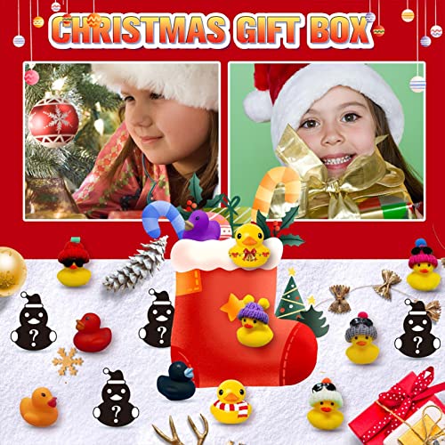 Peegsan Rubber Duck Advent Calendar 2023,Mini Christmas Rubber Ducks Advent Calendar,Advent Calendar 2023 Kids,For Boys,Girls,Kids,Christmas Party Favor Gifts(24 Ducks)