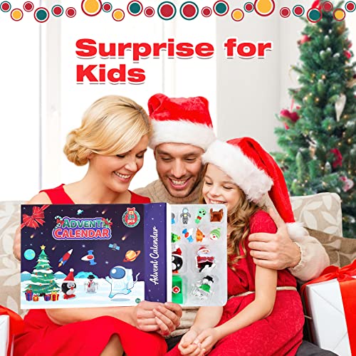 FunsLane Advent Calendar 2022 for Kids with 24 Days Christmas Countdown Calendar, 8 Wind-Up Toys Santa Pull Back Car+16 Rubber Erasers Xmas Toy Gifts for Boys Girls Toddler Christmas Stocking Stuffers