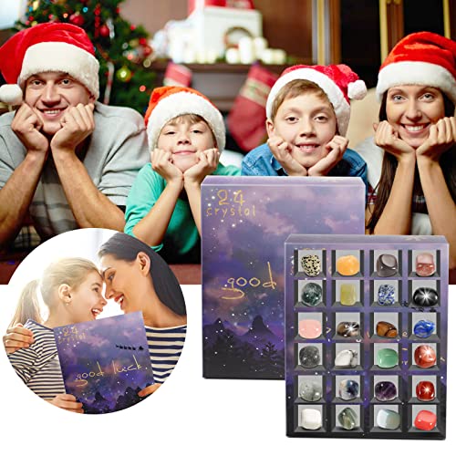 RAMXCION Advent Calendar 2023 Rocks, 24 Days Natural Crystal Agate Stone Minerals & Fossils Advent Calendar Crystals Christmas Calendar Enthusiasts Rock Collection Countdown Calendar Xmas Girls