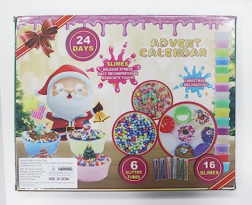 Slime Advent Calendar 2023 for Girls and Boys DIY Crystal Slime Making Kit 24 Days Christmas Countdown Calendar Xmas Holiday brithday party Gift for Toddler Kids Teens