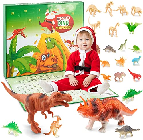 Dinosaur Toys Christmas Advent Calendars for Kids 2021 - With 24 Days of Surprises ideal for boys girls of ages 3 4 5 6 7 8 9. Puzzle included to keep the kids entertained during countdown.