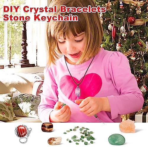 Advent Calendar 2023 Crystal - Christmas Countdown Calendar 24 pcs Collection Rocks, Minerals, Gemstones and Crystals for Explore Learning Collection Gift for Kids Adult Geology Enthusiasts