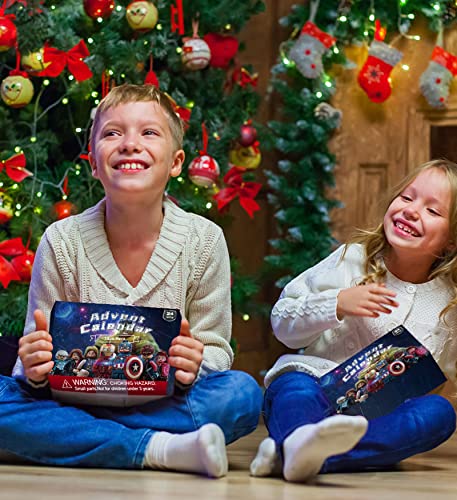 2022 Advent Calendar for Kids, Christmas Countdown Superhero Miniature Figures Toys 24 Days Xmas Countdown Gifts for Teen Boys and Girls (Color : B)