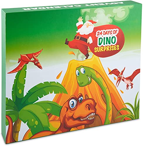 Dinosaur Toys Christmas Advent Calendars for Kids 2021 - With 24 Days of Surprises ideal for boys girls of ages 3 4 5 6 7 8 9. Puzzle included to keep the kids entertained during countdown.