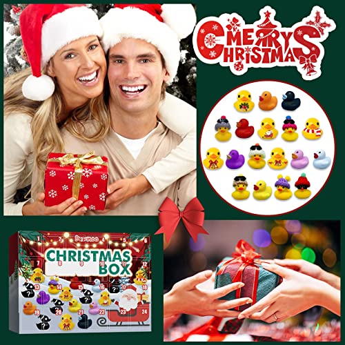 24 Days Christmas Advent Calendar for Kids and Adults, 24 PCS Different Rubber Ducks, Christmas Countdown Funny Toys Christmas Party Gifts for Boys and Girls