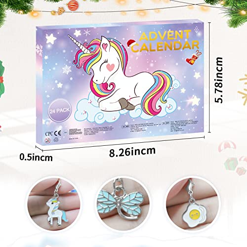 Unicorn Advent Calendar 2023 Christmas Gifts, Decoration Bracelet Making Kit for Children,24 days Countdown Birthday Gifts, Surprise Gift for Girls Kids