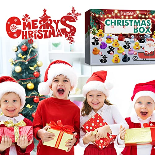 24 Days Christmas Advent Calendar for Kids and Adults, 24 PCS Different Rubber Ducks, Christmas Countdown Funny Toys Christmas Party Gifts for Boys and Girls