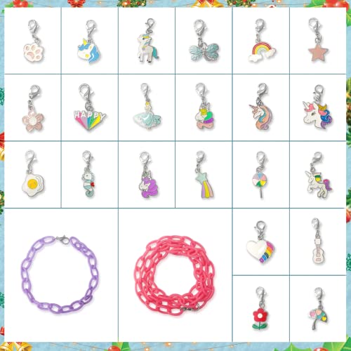 Unicorn Advent Calendar 2023 Christmas Gifts, Decoration Bracelet Making Kit for Children,24 days Countdown Birthday Gifts, Surprise Gift for Girls Kids