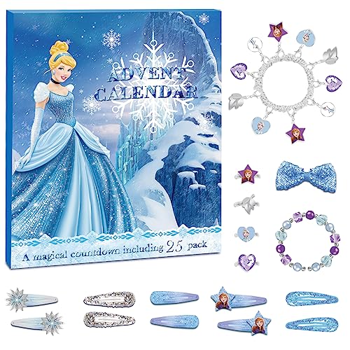sudatong Advent Calendar 2023 25pcs Charm Pendant Bracelet,Frozen Crystal Snowflake Theme Christmas Magical Countdown Calendar DIY Gifts Box Gifts for Girls Boys Teens