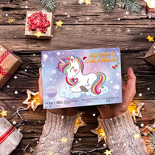 Unicorn Advent Calendar 2023 Christmas Gifts, Decoration Bracelet Making Kit for Children,24 days Countdown Birthday Gifts, Surprise Gift for Girls Kids