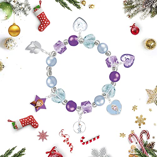 sudatong Advent Calendar 2023 25pcs Charm Pendant Bracelet,Frozen Crystal Snowflake Theme Christmas Magical Countdown Calendar DIY Gifts Box Gifts for Girls Boys Teens