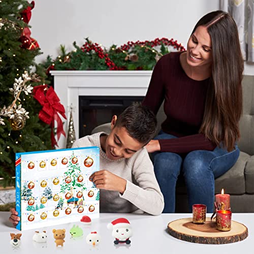 Advent Calendar 2023, Animals Mochi Squishy Including Luminous Mochi Santa 24 Days Countdown Calendar Different Surprise Every Day, Reusable, Cute, Christmas-24 Pack,Gifts for Boys Girls