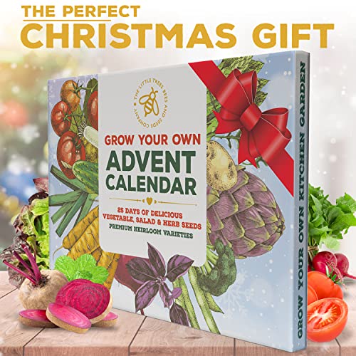 Gardening Gifts Advent Calendar 2023: 25 Premium Vegetable, Salad and Herb Seeds with Hessian Sack for Storing, Great for Adults, Kids and the Family