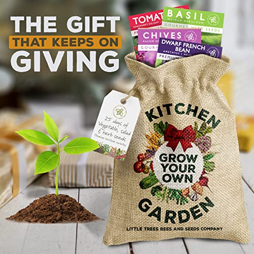 Gardening Gifts Advent Calendar 2023: 25 Premium Vegetable, Salad and Herb Seeds with Hessian Sack for Storing, Great for Adults, Kids and the Family