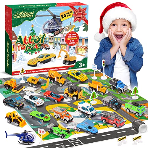 Toy Advent Calendar 2023 for Kids, Gifts for 2 3 4 5 Year Old Kids Toy Cars for 2-8 Year Old Kids Childrens Advent Calendar 2023 Christmas Calendar Toys for 2-8 Year Old Kids for Kids