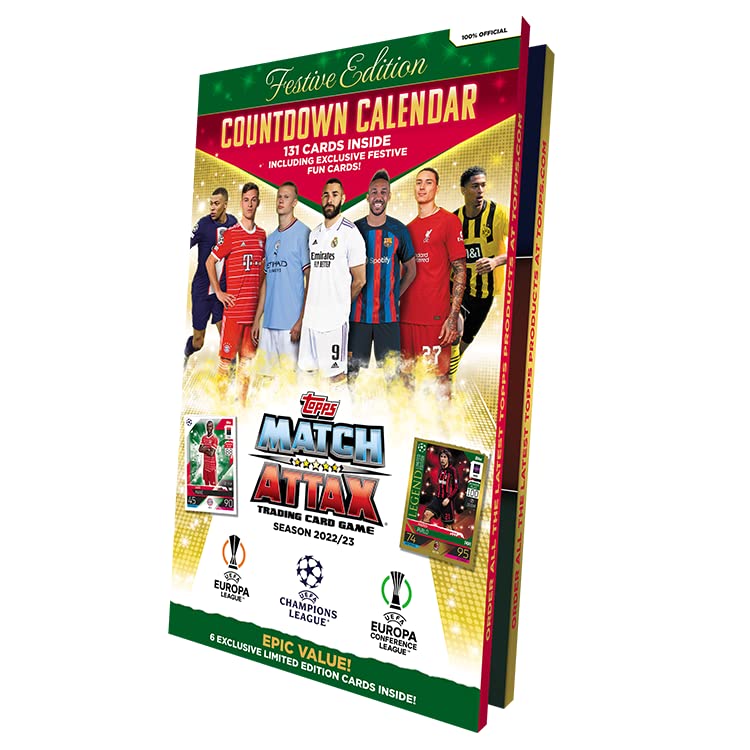 Topps Match Attax 22/23 - UEFA Champions League Advent Calendar | 131 Football Cards, Including 6 Exclusive Limited Edition Cards - 2022