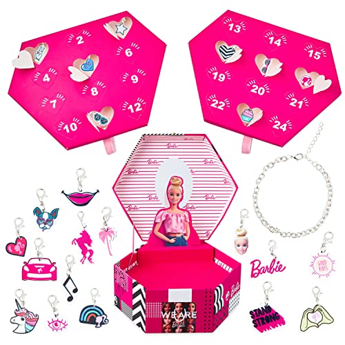 Barbie Advent Calendar 2023 Jewellery Box Advent Calendar For Girls with Bracelet and Charms, Barbie Gifts for Girls