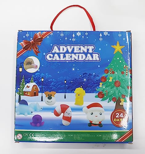 Christmas Advent Calendar 2023, 24 Mochi Squishies Christmas Advent Calendar, Including Mochi Santa Dinosaur Bear, Non-toxic, Reusable, Cute as Holiday Birthday Party Gift for Girls and Boys