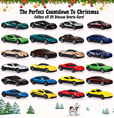 KreativeKraft Advent Calendar 2022 Kids Car Advent Calendars With 24 Diecast Mini Racing Cars To Reveal, Countdown To Christmas Calendars For Boys, Girls - Includes Fold Up Racetrack Playing Mat