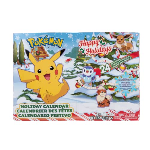 Pokémon PKW2689 Holiday Calendar-Features 16 2-Inch Battle Figures with Special Finish and Eight Unique Accessories, Multi, 43 x 7 x 12 Centimeters