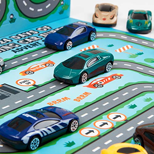 KreativeKraft Advent Calendar 2022 Kids Car Advent Calendars With 24 Diecast Mini Racing Cars To Reveal, Countdown To Christmas Calendars For Boys, Girls - Includes Fold Up Racetrack Playing Mat