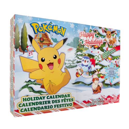 Pokémon PKW2689 Holiday Calendar-Features 16 2-Inch Battle Figures with Special Finish and Eight Unique Accessories, Multi, 43 x 7 x 12 Centimeters