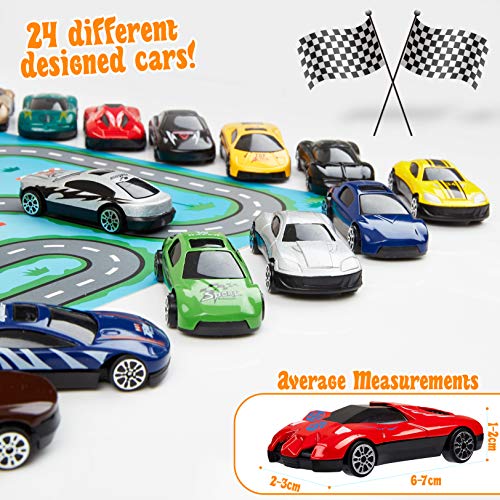 KreativeKraft Advent Calendar 2022 Kids Car Advent Calendars With 24 Diecast Mini Racing Cars To Reveal, Countdown To Christmas Calendars For Boys, Girls - Includes Fold Up Racetrack Playing Mat