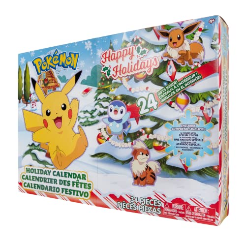 Pokémon PKW2689 Holiday Calendar-Features 16 2-Inch Battle Figures with Special Finish and Eight Unique Accessories, Multi, 43 x 7 x 12 Centimeters