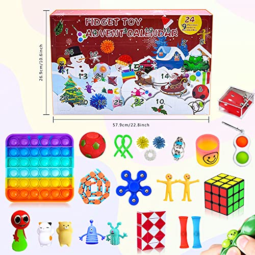Fidget Toys Advent Calendar, Christmas Countdown Calendar, 2023 Poppet Fidget Toy Pack, Stress Relief Sensory Toys Set for Kids and Adults