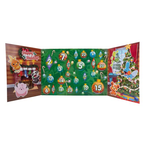 Pokémon PKW2689 Holiday Calendar-Features 16 2-Inch Battle Figures with Special Finish and Eight Unique Accessories, Multi, 43 x 7 x 12 Centimeters