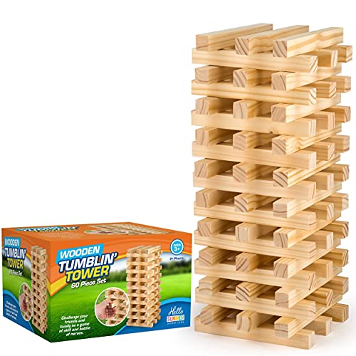 Hello Summer Vivo Technologies Giant Jumbo Tumbling Tower Wooden Blocks Indoor Outdoor Family Tumble Tower Christmas Game, (HS010)