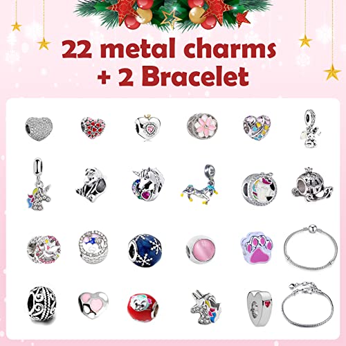 Unicorn Christmas Advent Calendar Kids 2023 Advent Calendars 24pcs Charm Bracelet Decoration Advent Calendar for Girls 24 Days Countdown Calender Christmas Gifts for Kids