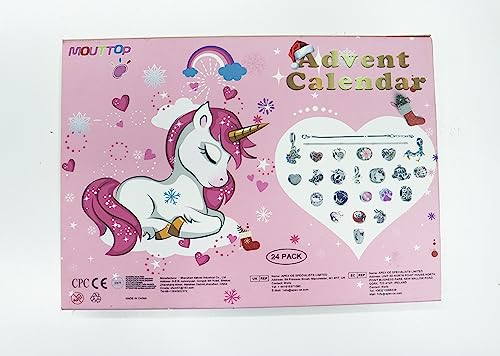 Unicorn Christmas Advent Calendar Kids 2023 Advent Calendars 24pcs Charm Bracelet Decoration Advent Calendar for Girls 24 Days Countdown Calender Christmas Gifts for Kids
