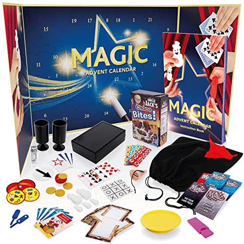 WOW Magic Advent Calendar 2022 - Includes 24 Kids Surprise Magic Tricks, Trick Storage Bag + Full Colour Instruction Guide Book - Childrens Christmas Advent Calendars For Boys or Girls