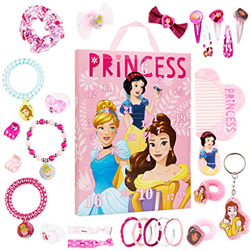 Disney Princess Advent Calendar 2023, Hair Accessories for Girls & Jewellery Advent Calendar, Disney Gifts for Girls