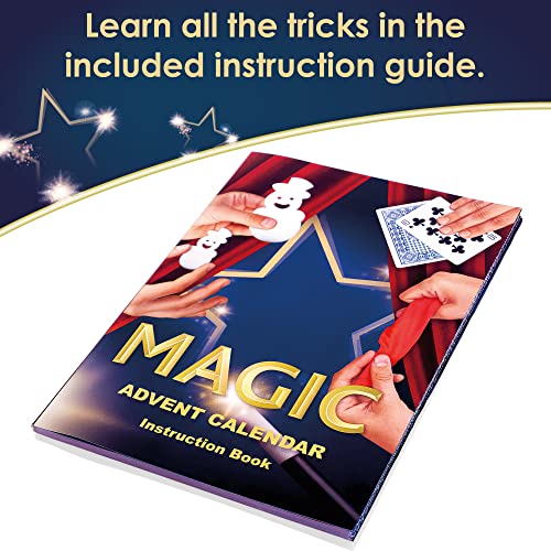 WOW Magic Advent Calendar 2022 - Includes 24 Kids Surprise Magic Tricks, Trick Storage Bag + Full Colour Instruction Guide Book - Childrens Christmas Advent Calendars For Boys or Girls