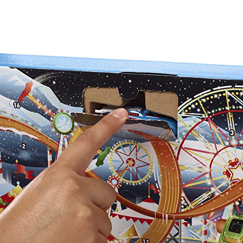 Hot Wheels Advent Calendar, 8 Hot Wheels Holiday-Themed Toy Cars Plus Assorted Accessories with Playmat, Gift & Toys for Kids 3 Years Old & Older, HCW15