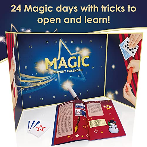 WOW Magic Advent Calendar 2022 - Includes 24 Kids Surprise Magic Tricks, Trick Storage Bag + Full Colour Instruction Guide Book - Childrens Christmas Advent Calendars For Boys or Girls