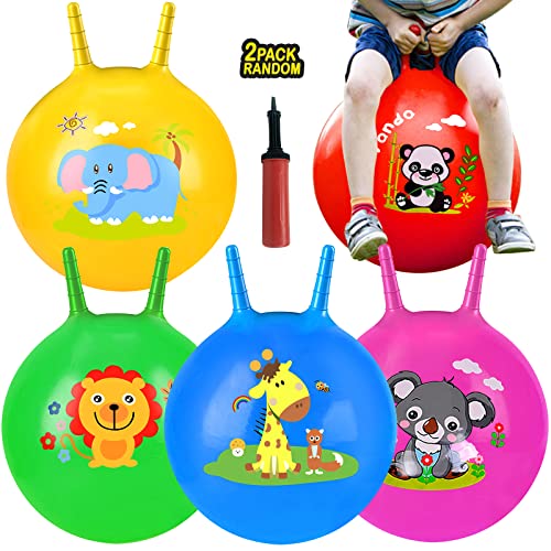 Ynanimery 2 Pack Hoppers Jumping Ball, 18.8 Inch Inflatable Bouncy Balls for Kids, Jumping Ball Activity Toy, Garden Games Indoor Outdoor Games Hopping Toys for Kids 3 Years Old and Up